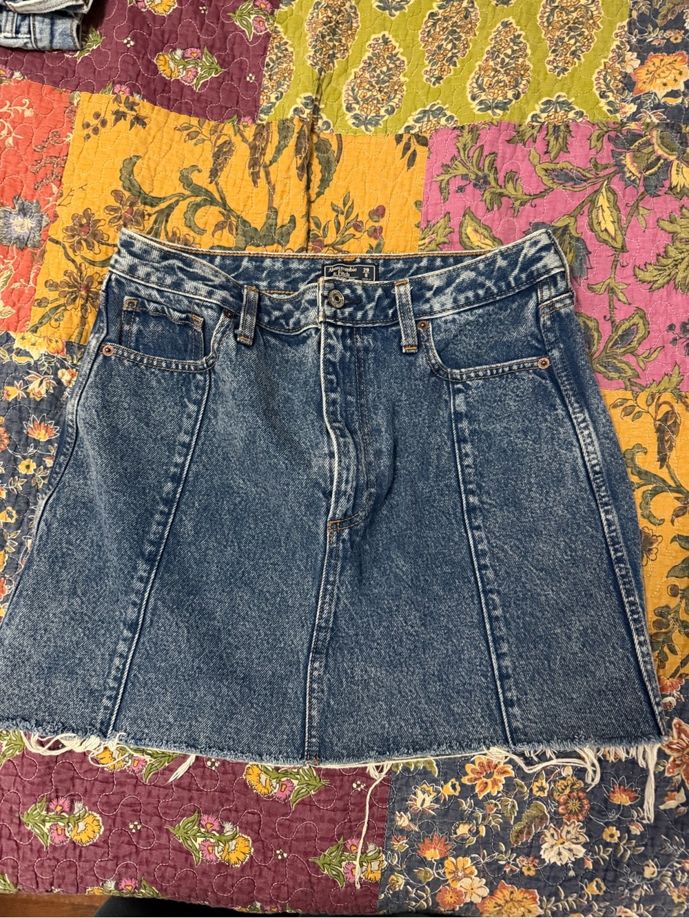 Abercrombie Blue Denim A-Line Mini Skirt